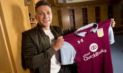 New signing James Chester poses for a picture at Aston Villa’s training ground at Bodymoor Heath