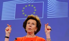 Neelie Kroes pictured in front of an EU flag