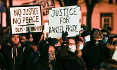 People react after the New York grand jury votes not to indict officers in Prude’s death<br>People march in protest after the New York grand jury voted not to indict police officers in Daniel Prude’s death in Rochester, New York, U.S., February 23, 2021. REUTERS/Lindsay DeDario