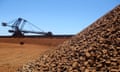 Stockpiles of iron ore in Western Australia’s Pilbara region.