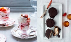 Claire Ptak’s blood orange and caramel sundae with chocolate-covered ice-cream sandwiches.