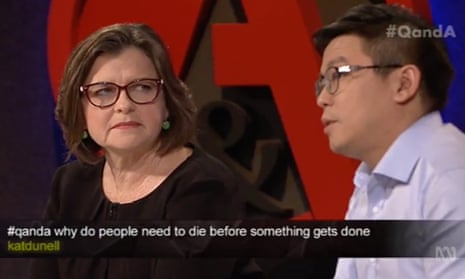 Ged Kearney repeatedly avoids question about offshore detention on Q&A – video