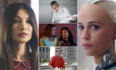 Composite of various sci-fi films and tv shows: Humans, High Rise, Ex Machina, Her and Black Mirror