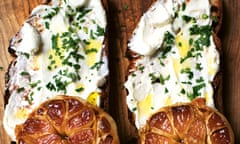 Confit garlic and goat’s curd toast