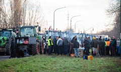 Farmers take their tractors to the streets for a protest action near the port of Antwerp.