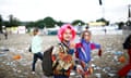 The morning after the night before ... Glastonbury-goers leaving the site.