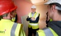 Jeremy Corbyn visits a property at Parkhead Housing Association in Glasgow on Friday.