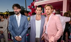 Andrew Wyatt, Mark Ronson and Ryan Gosling at the premiere of Barbie in 2023.