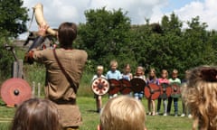 A lesson for kids at Ribe Viking Centre. Denmark.