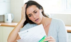 Woman worried about bank or credit card statement