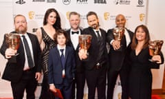 BAFTA Games Awards, Press Room, London, UK - 04 Apr 2019<br>Mandatory Credit: Photo by Anthony Harvey/BAFTA/REX/Shutterstock (10186326ap) Danielle Bisutti, Sunny Suljic, Cory Barlog, Jeremy Davies, Leilani Ramirez, Santa Monica Studio, Sony Interactive Entertainment Europe - Best Game - ‘God of War’ BAFTA Games Awards, Press Room, London, UK - 04 Apr 2019