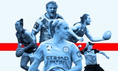 Ellie Carpenter of Melbourne City, James Graham of the Dragons, Georgia Wareham of Australia, Ashlee Atkins of the Eagles, Marcus Bontempelli of the Western Bulldogs