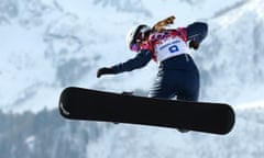 Great Britain’s Zoe Gillings competes in the Snowboard Cross at the Sochi Games