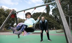 Sydney-based photographer Richard Hedger and his three-year-old daughter Scout in Centennial Park