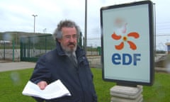 John Large outside the Flamanville nuclear power plant, northern France, in 2006, with his technical assessment of the vulnerability of European Pressurised Reactors to aircraft impact.