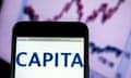 Capita plc company logo seen displayed on a smart phone<br>UKRAINE - 2019/03/06: In this photo illustration, the Capita plc company logo seen displayed on a smartphone. (Photo Illustration by Igor Golovniov/SOPA Images/LightRocket via Getty Images)