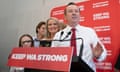 Western Australians Head To The Polls In 2020 State Election<br>PERTH, AUSTRALIA - MARCH 13: After a landslide victory, re-elected Premier of WA Mark McGowan makes a speech with his family by his side at the Gary Holland Community Centre on March 13, 2021 in Rockingham, Australia. Labor premier Mark McGowan is campaigning for a second term against the Liberal party led by Zak Kirkup. A record number of Western Australians voted early ahead of election day, due to COVID-19 concerns. (Photo by Will Russell/Getty Images)
