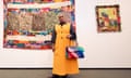 Noel Noel with a Faith Ringgold quilt at ACA Gallery, Frieze Masters