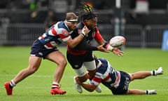 The former All Blacks centre Ma’s Nonu, playing for San Diego Legion, passes against New England Free Jacks in the 2023 MLR final.