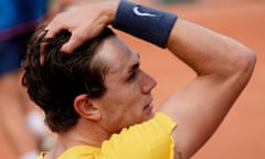 Jack Draper of Great Britain during his five set defeat against Jesper De Jong of Netherlands.