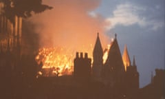 Fire burns through the roof of York Minster