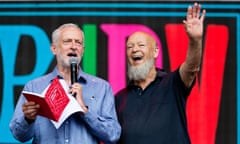 Jeremy Corbyn with the Glastonbury festival founder, Michael Eavis