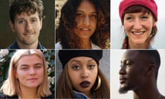 Clockwise from top left: Robbie Arnott, Sheena Patel, Sara Baume, Arinze Ifeakandu, Warsan Shire and Saba Sams.