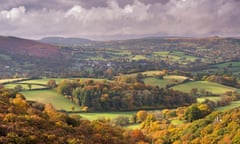 Beautiful autumn colours over the rolling countryside of Dartmoor National Park