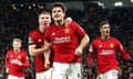 Manchester United's Harry Maguire celebrates after scoring
