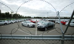 New cars are parked on the lot at the Holden manufacturing plant at Elizabeth