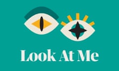 Look at me podcast logo 2022, two strange eye look out from a green background