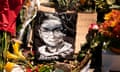 A makeshift memorial for late US supreme court justice Ruth Bader Ginsburg near the court's steps in Washington DC