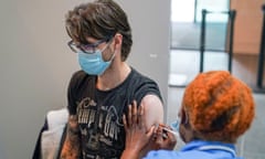 An Oxford Brookes University student receives a Covid vaccination on campus.