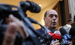 Secretary of the Italian Democratic party (PD), Nicola Zingaretti, talks to the press in Rome