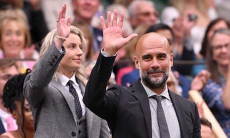 Yes he is. Leah Williamson and Pep Guardiola wave from the Royal Box.