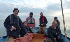 Patrick Barkham (far left) and his shipmates.