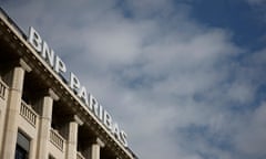 Logo of BNP Paribas on a bank building in Paris