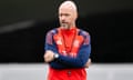 Erik ten Hag of Manchester United during a pre-season training session at Carrington