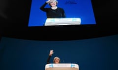 Theresa May speaks at the annual Conservative party conference in Birmingham.