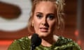 Adele at the Grammy Awards on 12 February.