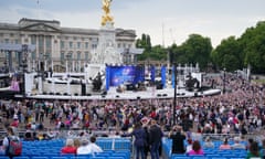 The crowd arriving before the start of the Platinum Party at the Palace in front of Buckingham Palace, London.