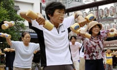 Elderly people work out in Tokyo in2010 to celebrate Japan’s Respect-for-the-Aged-Day.