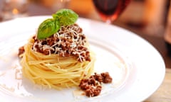 Spaghetti bolognese with parmesan