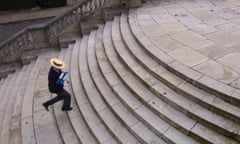 Student on the way to lessons on steps Harrow School Harrow on the Hill Middlesex United Kingdom<br>B003EN Student on the way to lessons on steps Harrow School Harrow on the Hill Middlesex United Kingdom