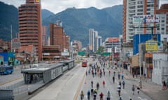 Bicycles on the streets of Bogota.