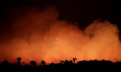 Smoke from a fire in an area of the Amazon rainforest near Humaita, Amazonas State, Brazil on 17 August 2019.