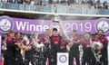 Somerset lift the Royal London One-Day Cup trophy.