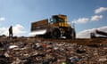 Earth mover on an active landfill site.