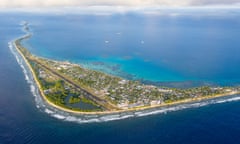 An aerial view of Fongafale island, home to the Tuvaluan capital of Funafuti