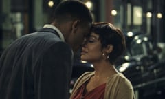 Nnamdi Asomugha, left, and Tessa Thompson appear in a scene from "Sylvie's Love." (Amazon Studios via AP)